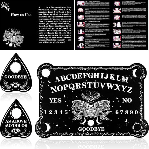 Pendulum Dowsing Divination Board Set, Black Wooden Talking Board with Planchette for Teens Adults Games Supplies