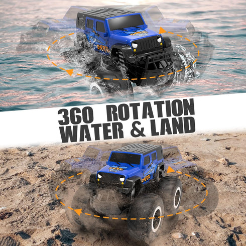 Amphibious Remote Control Car Toys for Boys - 2.4GHz 1:16 All Terrain Off-Road RC Car, Waterproof Monster Truck