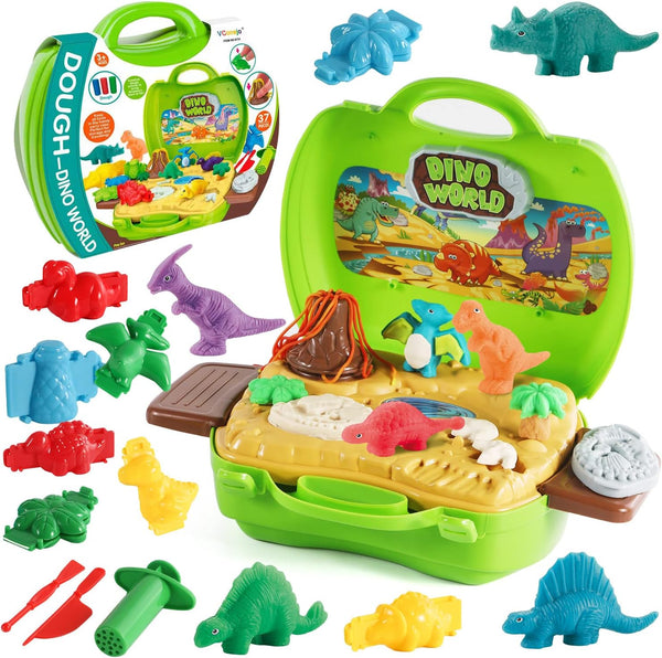 Dinosaur Color Dough Sets Toys, 37 Pieces Dino Theme Color Dough Tools