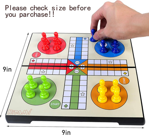 Ludo Magnetic Board Game Set, Folding and Light-Weight for Carrying, Gift for All Age (10 X 10 inches)