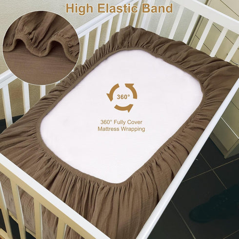 2 Pack Mattress(28"x 52")-Soft Muslin Fitted Crib Sheets for Baby Girls & Boys-Neutral Breathable Crib Mattress