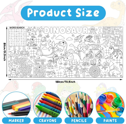 Naozinebi Dinosaur Giant Coloring Poster for Large Coloring Tablecloth Big Paper Sheets Page Dino Table Cloth DIY
