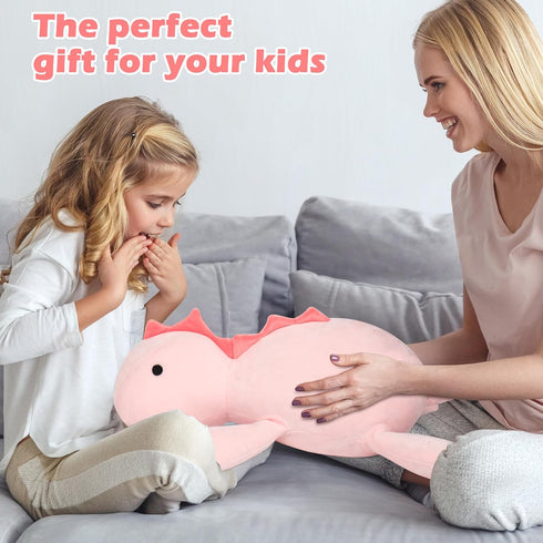BESTVIVE 3.5lbs 24 Inch,Pink Weighted Dinosaur Plush Soft Stuffed Dino Weighted Plush Animal Dinosaur Throws Pillows