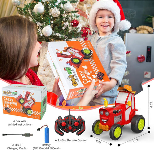 GoolRC Crazy Jumping Car Toys for Kids, RC Stunt Car with Music Lights, Rechargeable Remote Control Car