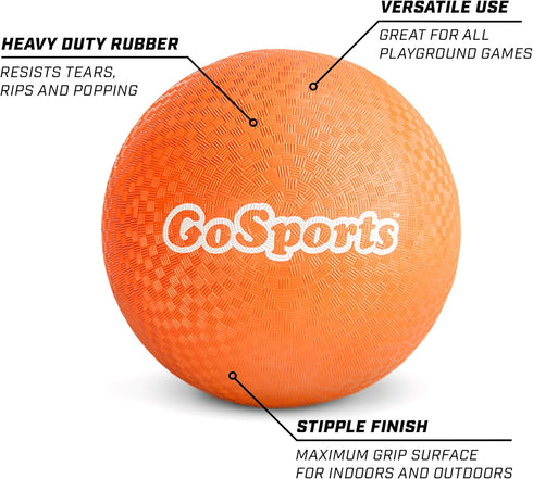 GoSports Playground Balls for Kids, Heavy Duty Set of 6 with Carry Bag and Ball Pump, Available in 8.5” or 10” Sizes