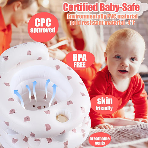 Bavbiiy 3-36 Upgraded Inflatable Baby Seat for Babies Months, Inflatable Baby Chair Sit Me Up Floor Seat for Baby, Back