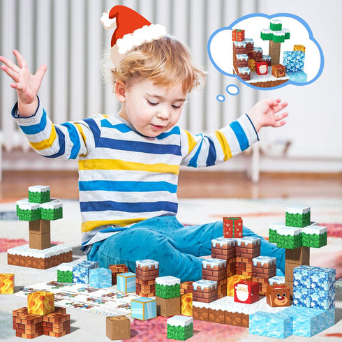 Magnetic Blocks Kids Toys - STEM Magnet Building Cubes for Boys and Girls Ages 3-7, Montessori Educational Toy