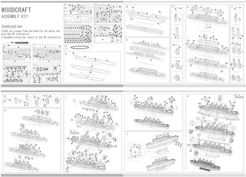 Large Size Titanic Model 3D Wooden Puzzles - Cruise Ship DIY Assembly Kit for Teens and Adults