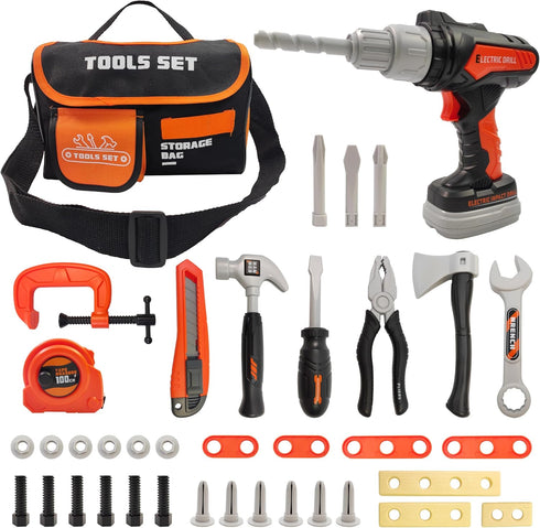 Kids Tools Set with Storage Bag, 38 PCS Play Tool Accessories for Toddlers 3-5, Tool Sets for Boys Ages 4-6, 6-8 Gifts
