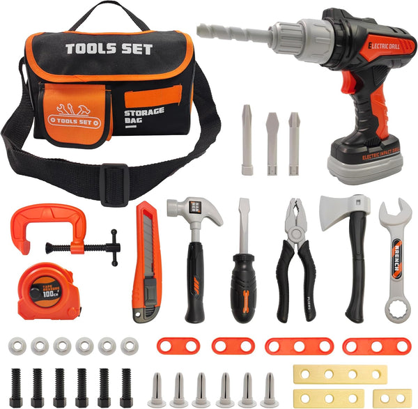 Kids Tools Set with Storage Bag, 38 PCS Play Tool Accessories for Toddlers 3-5, Tool Sets for Boys Ages 4-6, 6-8 Gifts