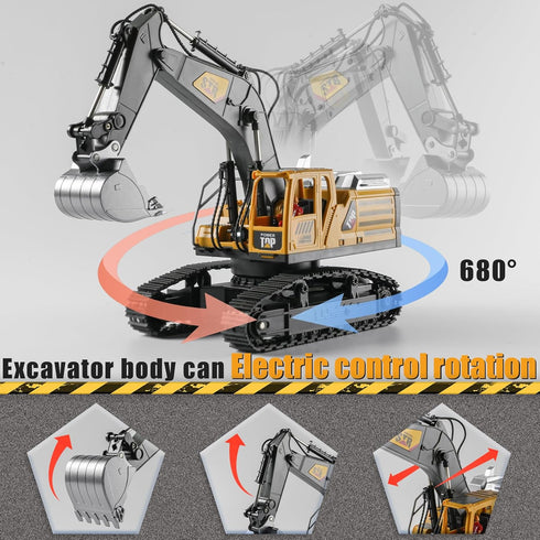 KASQERT 1:14 Boys,14 6 7 8 9 10 11 12 Remote Control Excavator Toys for Channel RC Digger Construction Toys