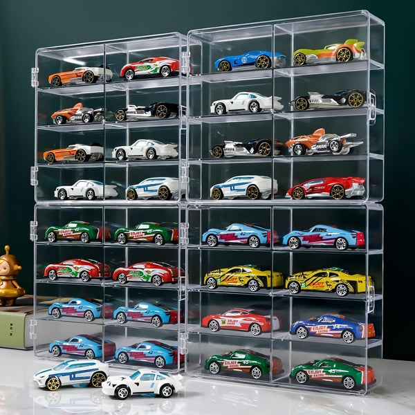 YAMAXUN Acrylic Display Case for 1/64 Scale Matchbox Toy Cars - 32 Slots,
