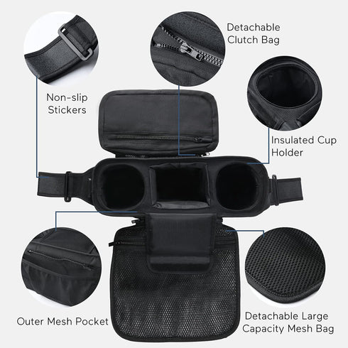 Momcozy Stroller Organizer - Fits All Strollers with 2 Non-Slip Stickers and 2 Detachable Mesh Bags
