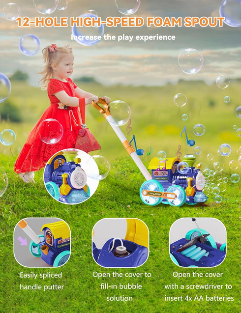 TI-TOO Light,Summer 1-8 Bubble Machine,Bubble Blower Maker,Bubble Lawn Mower for Toddlers,Bubble Music Train