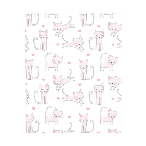 Super Soft Pink & White Kitty Cat Crib Sheet for Nursery