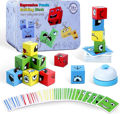 Safmord Montessori Puzzle Game for Kids - Wooden Face Changing Magic Cube Game,