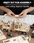 MOCBURIKU 3D Wooden Puzzle for Adults, Excavator Wooden Mechanical Model Car Kits to Build, Brain Teaser Pull Back