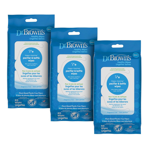 Dr. Brown's Bottle and Pacifier Healthy Wipes, Safely Clean Bottles, Baby Items,