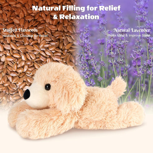 SuzziPals Heatable & Coolable Golden Retriever Stuffed Animal, Heating Pad Microwavable for Soothing & Relaxation