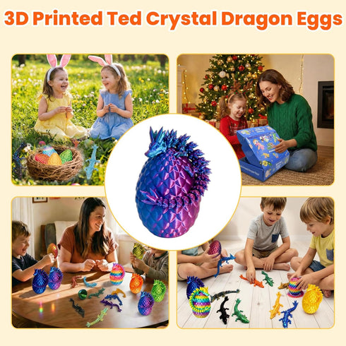 TANXMIC 24 3D PCS Printed Dragon Eggs with Dragon Inside, Prefilled Easter Dragon Egg for Basket Stuffers, Mystery