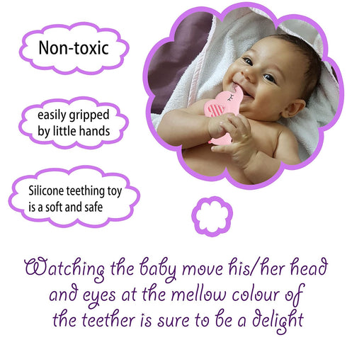 Soft Pink Elephant Teether Toy for Babies, 3-6/6-12 Months, Silicone Teething Toy Gift for Girls, Gum Massager