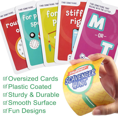 LotFancy 4 in 1 Card Games for Family Game Night, Scavenger Hunt Games for Kids, Indoor Outdoor Activities, Family