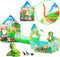 3PC Dinosaur Tent for Girls, Kids Ball Pit, Play Tents and Crawl Tunnel, Pink Pop Up Playhouse Toys