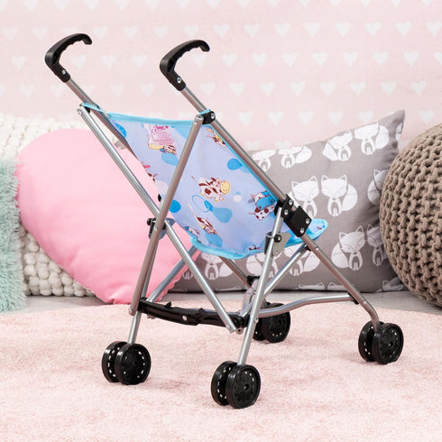 18 Bayer Baby Umbrella Stroller for Dolls - Blue Cow Print
