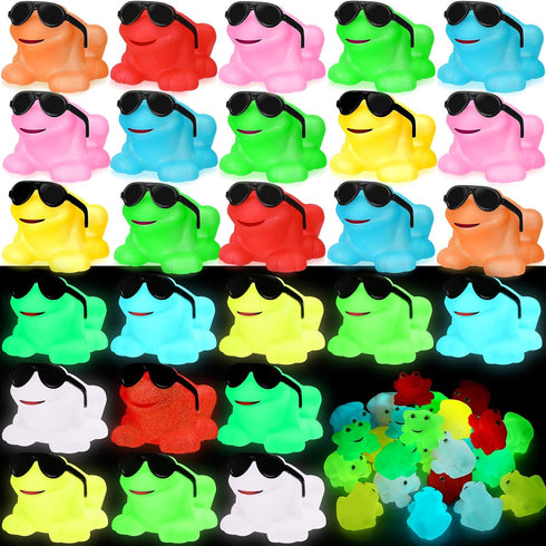 Halloscume 24 Pack Glow in The Dark Rubber Frog Toys for Kids,