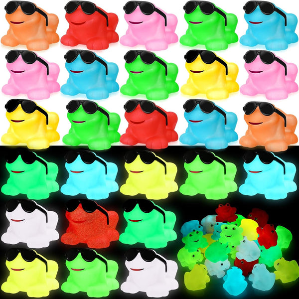 Halloscume 24 Pack Glow in The Dark Rubber Frog Toys for Kids,