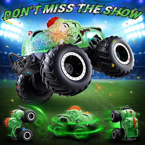 1:20 4-7, 2.4GHz 2 360 3-5 Monster Truck Toys, Waterproof Dinosaur Monster Trucks for Boys Age All Terrain RC Cars