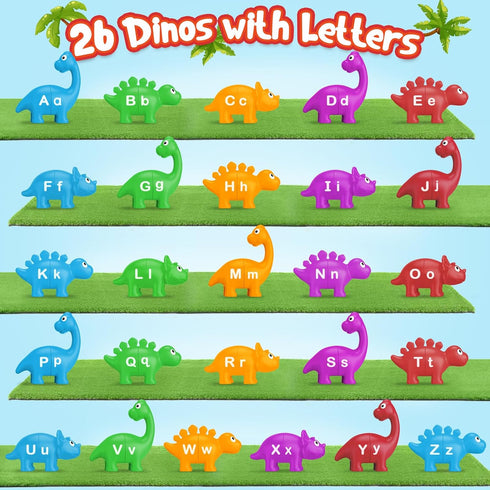 Kasfalci Alphabet Learning Toys, Dinosaur Toys for Kids, ABC Learning for Toddlers, Matching Letter Game,Color
