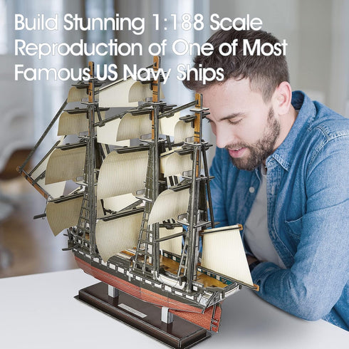 CubicFun 3D Ship Puzzles for USS Constitution Sailing Boat Models, 193 Pieces for Adults and Teens