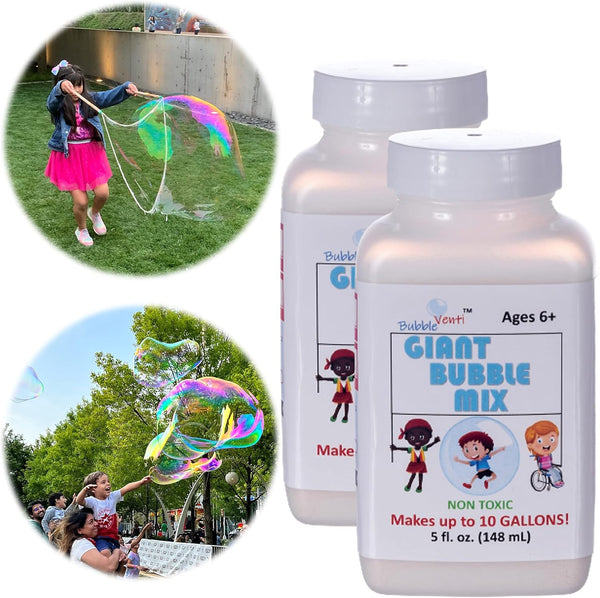 Bubbleventi Giant Bubble Mix, 100% Vegan Non-Toxic Powder Makes 20 Gallons of Premium Bubble Solution
