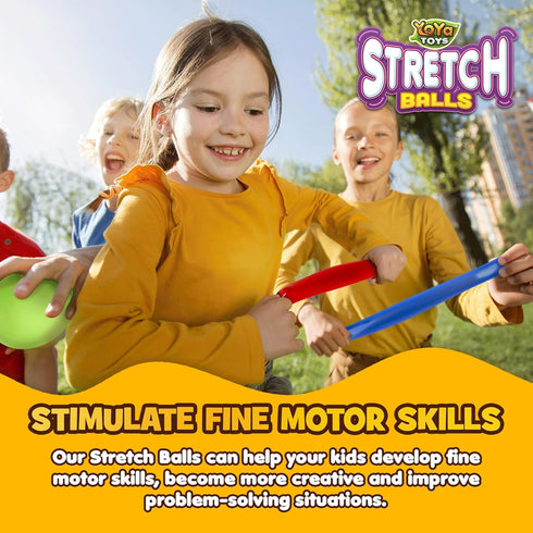 YoYa Toys Pull, Stretch, Squeeze Stress Balls, 3 Elastic Sensory Balls for Stress Relief, Ideal for Kids and Adults