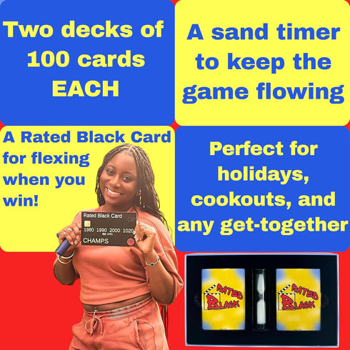 Rated Black Card Game for Adults - Black Game Night Trivia for the Culture - African American Films - From Hood Movies