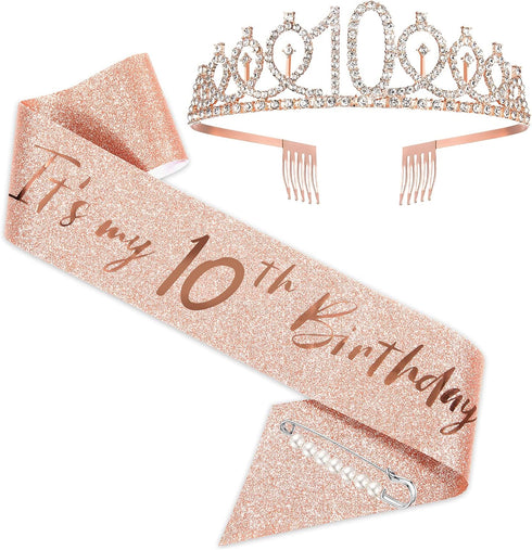 Fabulous Rose Gold Tiara and Sash for Girls' 10th Birthday Party