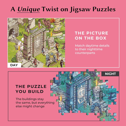 1 1000 Time Warp Puzzle Series Day to Night Hidden Scene | Piece Jigsaw Puzzle for Adults | Discover a Story that
