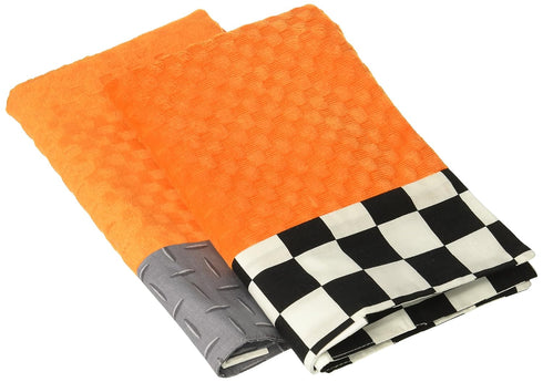 One Grace Place Teyo's Tires Burp Cloth, Black, White, Grey, Orange