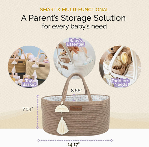 Yunioo Baby Diaper Caddy Organizer, Portable Nursery Storage Basket with Sturdy Handle Diaper Caddy Basket, Car Caddy