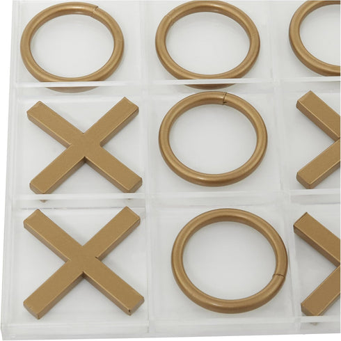 Deco 79 Metal Tic Tac Toe Game Set with Gold Pieces, 12" x 1" x 12"