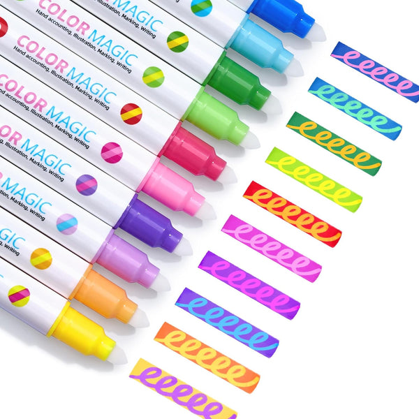 JoyCat 10 Color Changing Highlighter Pens,Dual Tip Magic Markers,Assorted Fluorescent Colors for