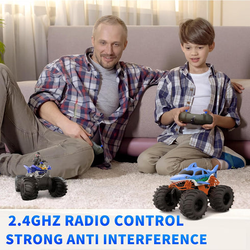 1:16 4WD 2.4GHz 6-12+ Shark RC Monster Truck for Kids, Scale Shark Monster Car Toys, All Terrain Amphibious Remote