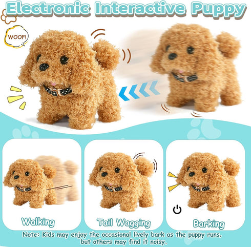3 4 5 6 Set, 3-8 TONZE Robot Dog Toy for Girls Kids Year Old, Interactive Walking Barking Realistic Robot Puppy Toys