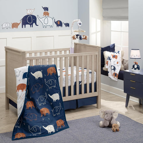 Blue & White Musical Elephant Crib Mobile Soother for Babies