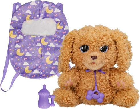 BABY PAWS Backpack 15+ 4+ - Interactive Labradoodle Plush Toy Puppy & Carrier, with Sounds & Reactions, Gifts for Kids