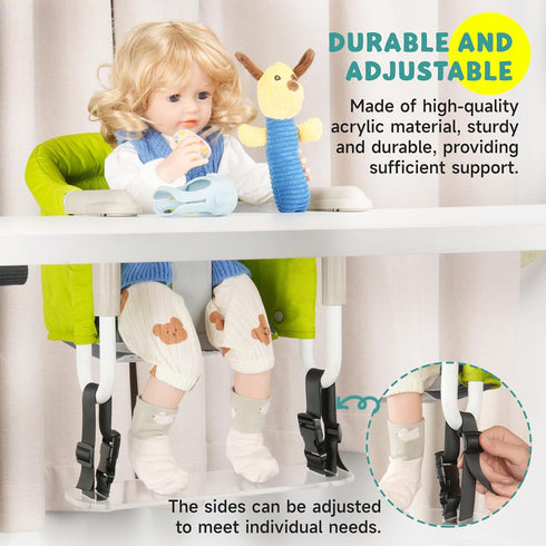 Acrylic Baby Footrest Compatible with Inglesina Fast Table Chair, Adjustable Baby Footrest for Hook On High Chairs