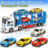 3 4 5 6 7 21" 4 Toddler Boy Toys for Years Kids, Double Layer Race Truck Toy with Racing Cars, Friction Powered Vehical