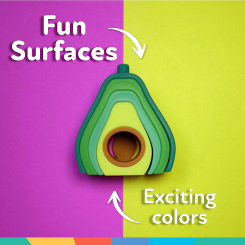 Nuby Soft Silicone Stackable Avocado Interactive Toy for Early Development, Suitable for 12+ Months