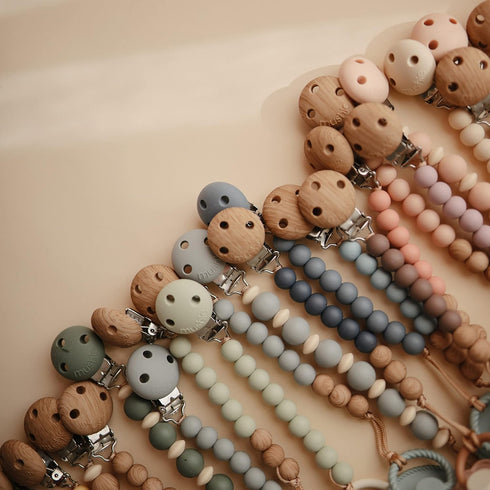 100% mushie Silicone Baby Pacifier Clip BPA Free | Hera (Sage)